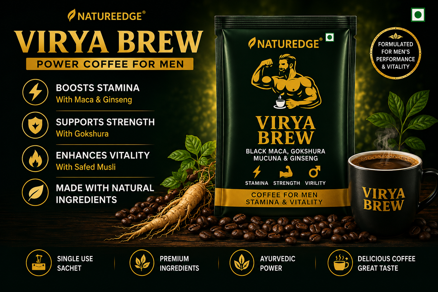 NaturEdge Virya Brew Buy 3 Get 3 Free Combo Pack (6 Sachets)