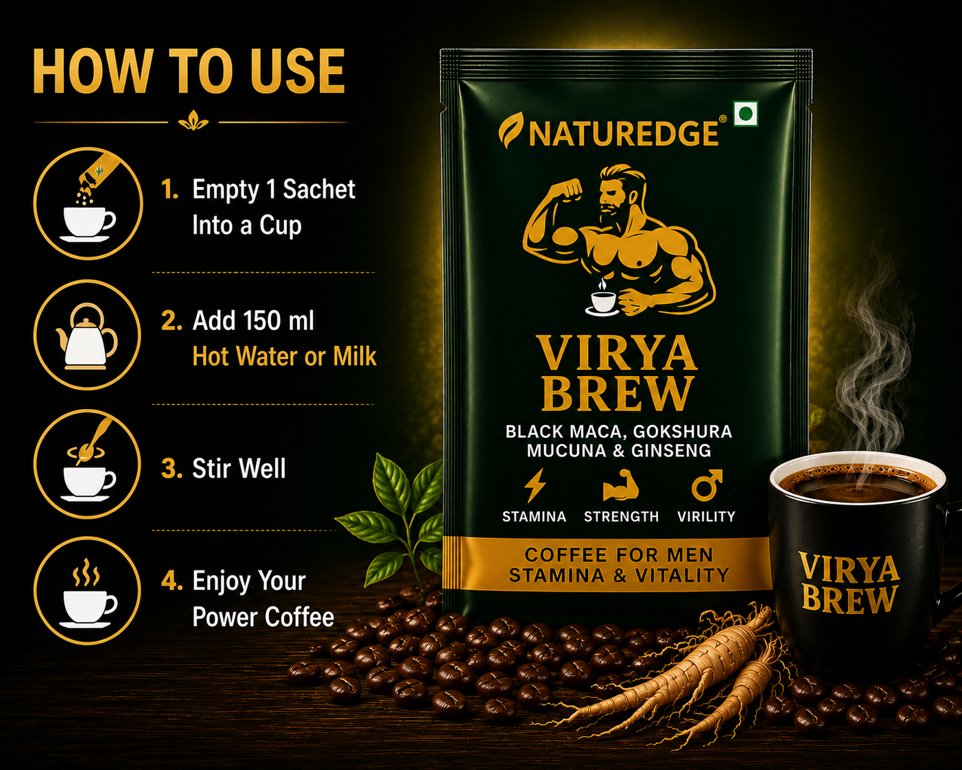 NaturEdge Virya Brew Buy 3 Get 3 Free Combo Pack (6 Sachets)