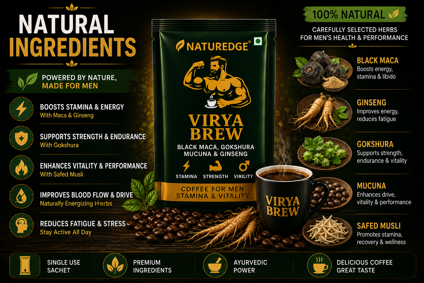 NaturEdge Virya Brew Buy 3 Get 3 Free Combo Pack (6 Sachets)